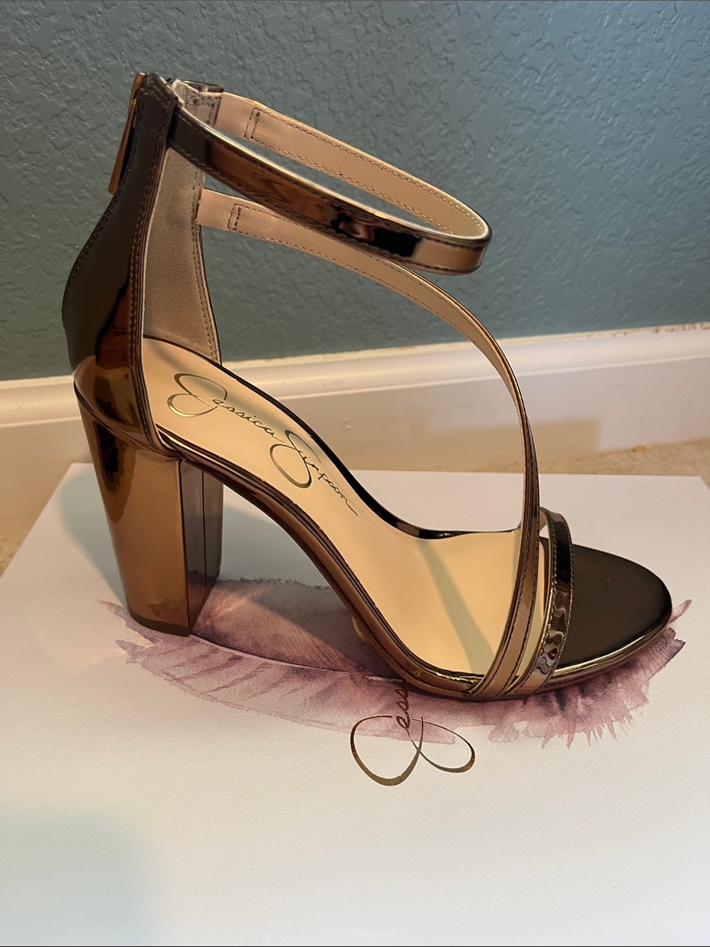 Jessica Simpson Metallic bronze heals